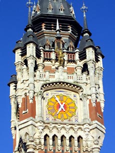 Calais town hall clock tower